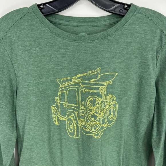 3/$25‎ Life is Good Long Sleeve Popover Top S Green Shirt - Picture 6 of 7